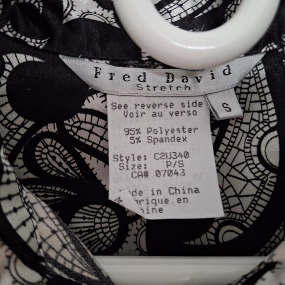 Fred David Black and White Top Size Small - Picture 4 of 5